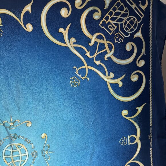 RBC Dominion Securities Blue Gold Silk Handrolled Scarf - Picture 7 of 8